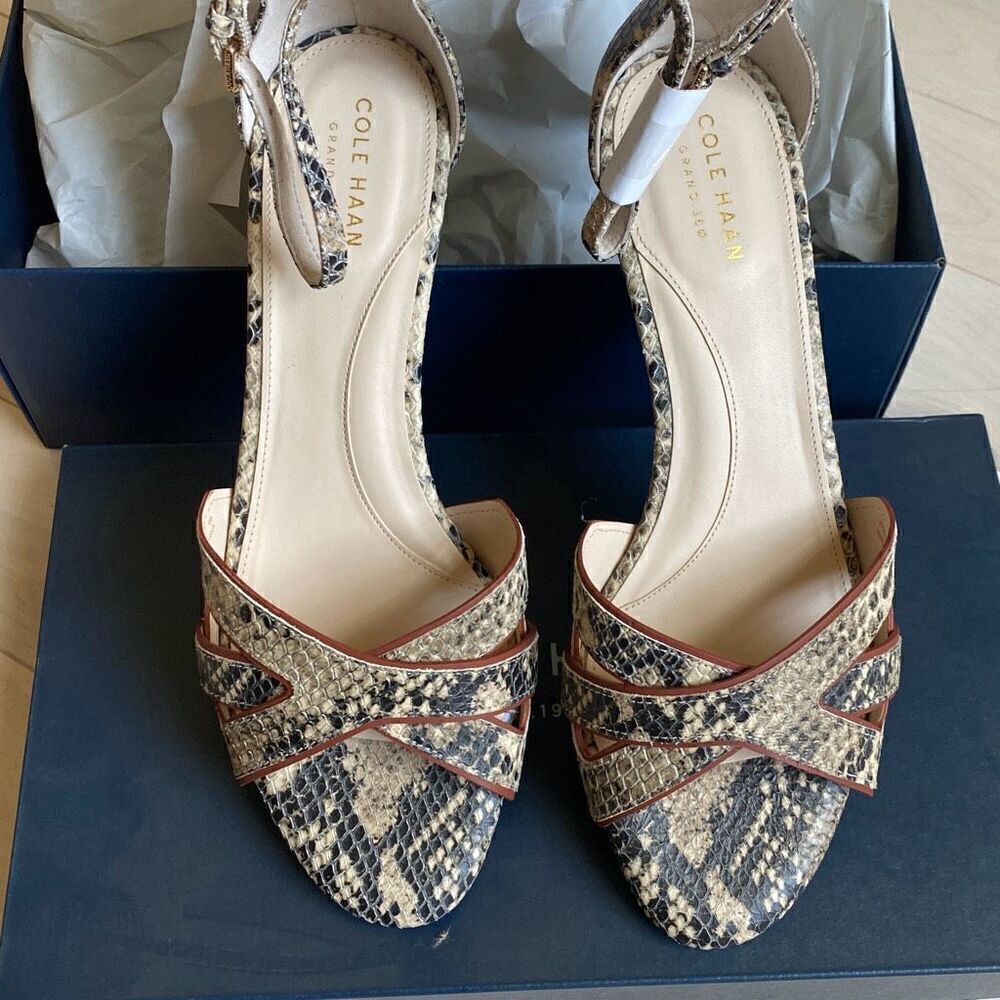 Cole Haan Women's Rocia Hanna Grand Snake-Print Wedge Sandals Size 9B NWT